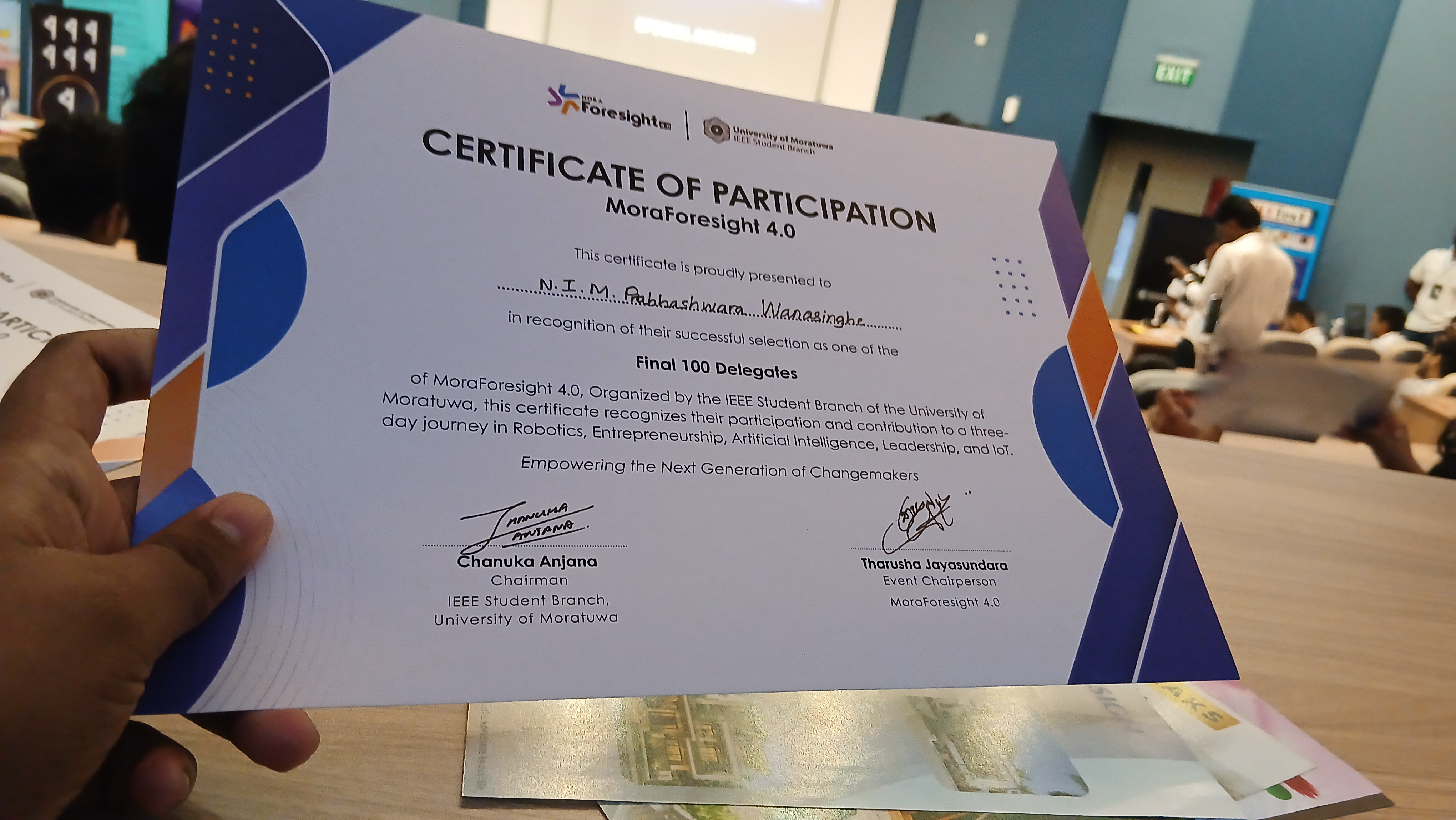 MoraForesight 4.0 β 1 of 100 Delegates Certificate - Selected from 2,200+ Applicants Across All 25 Districts